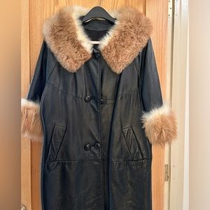 Vintage leather & fur trimmed jacket